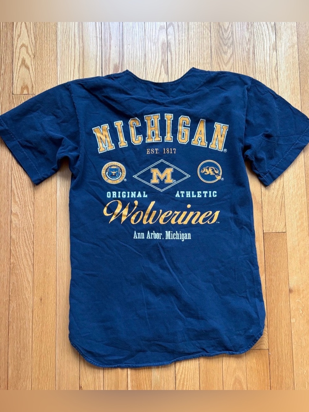 Vintage Michigan Wolverines Galt Sand Men’s Button Jersey Small Blue USA Made